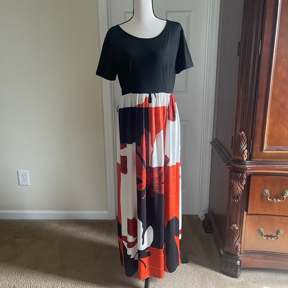 Maxi Dress Black and Red Maxi Dress